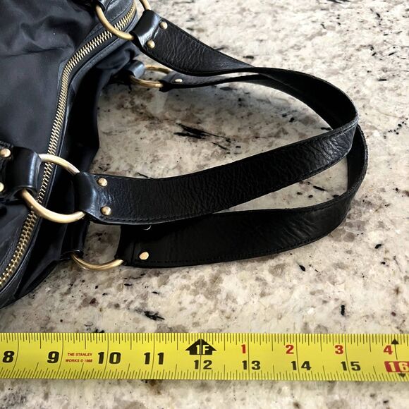 Michael Kors Black Leather & Nylon Shoulder Designer Handbag Purse w/ Dust Bag - Picture 14 of 16